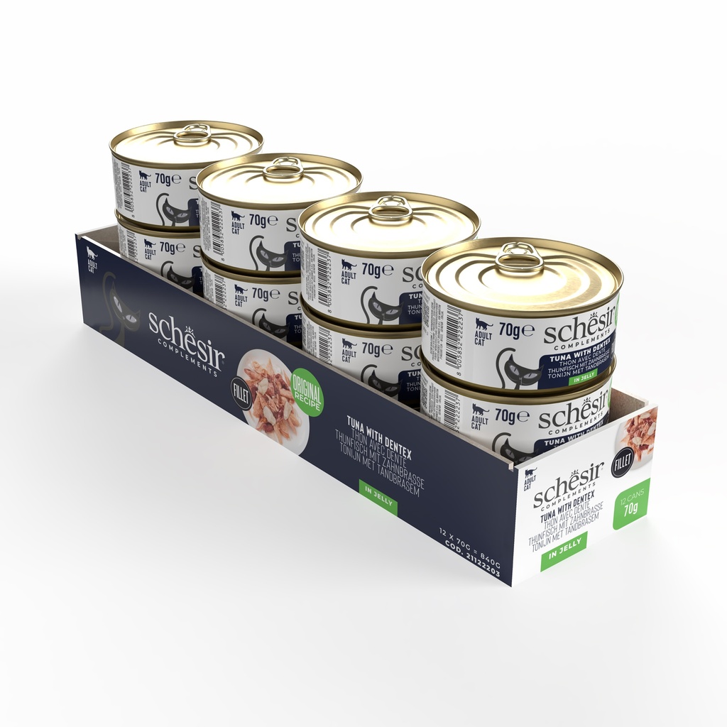 Schesir Complements Cat Wet Food  in Jelly Can- Tuna With Dentex 70g [MOQ:12pcs]