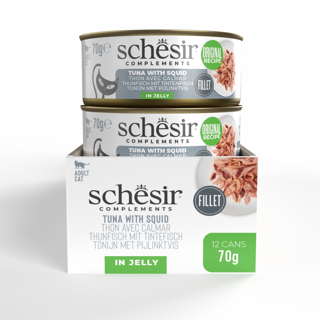 Schesir Complements Cat Wet Food  in Jelly Can- Tuna With Squid 70g [MOQ:12pcs]