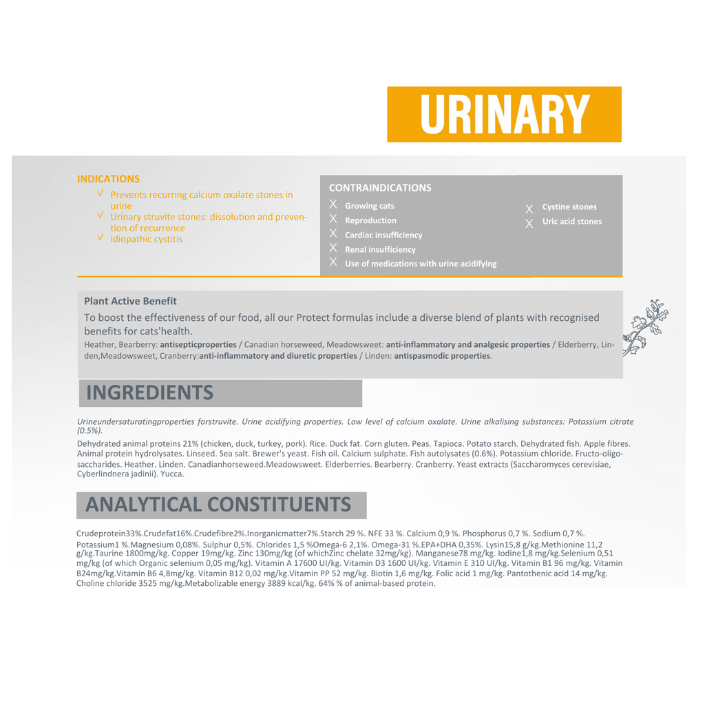 Pro nutrition Protect Urinary-Cat Food For Adult/Adult Sterilised 2kg