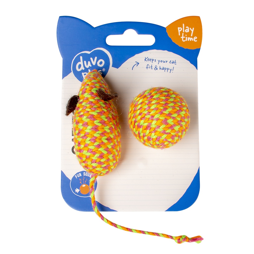 Duvo+ Jolly  Mouse & Ball Orange - Cat Toy 17.5x3.5x4.5cm  