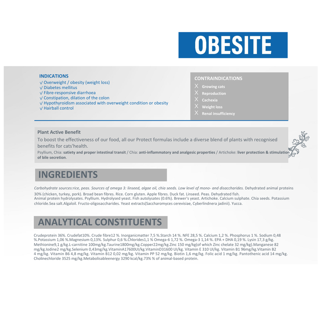 Pro nutrition Protect Obesite[overweight or obesity]-Cat Food For Adult/Adult Sterilised 2kg