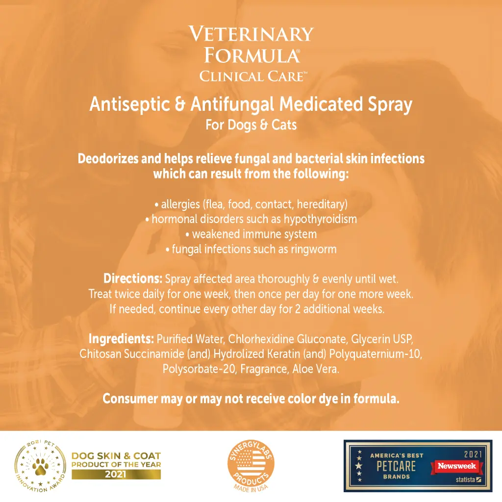 Synergy Labs Veterinary Formula Clinical Care Antiseptic & Antifungal Spray For Dogs & Cats 236ml[Volume - 236ml]