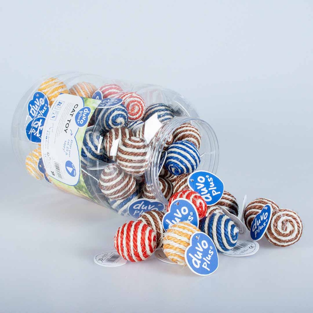 Duvo+ Striped Sisal Balls With Sound Mixed colors - Cat Toy 5x5x5cm [MOQ:3pcs]