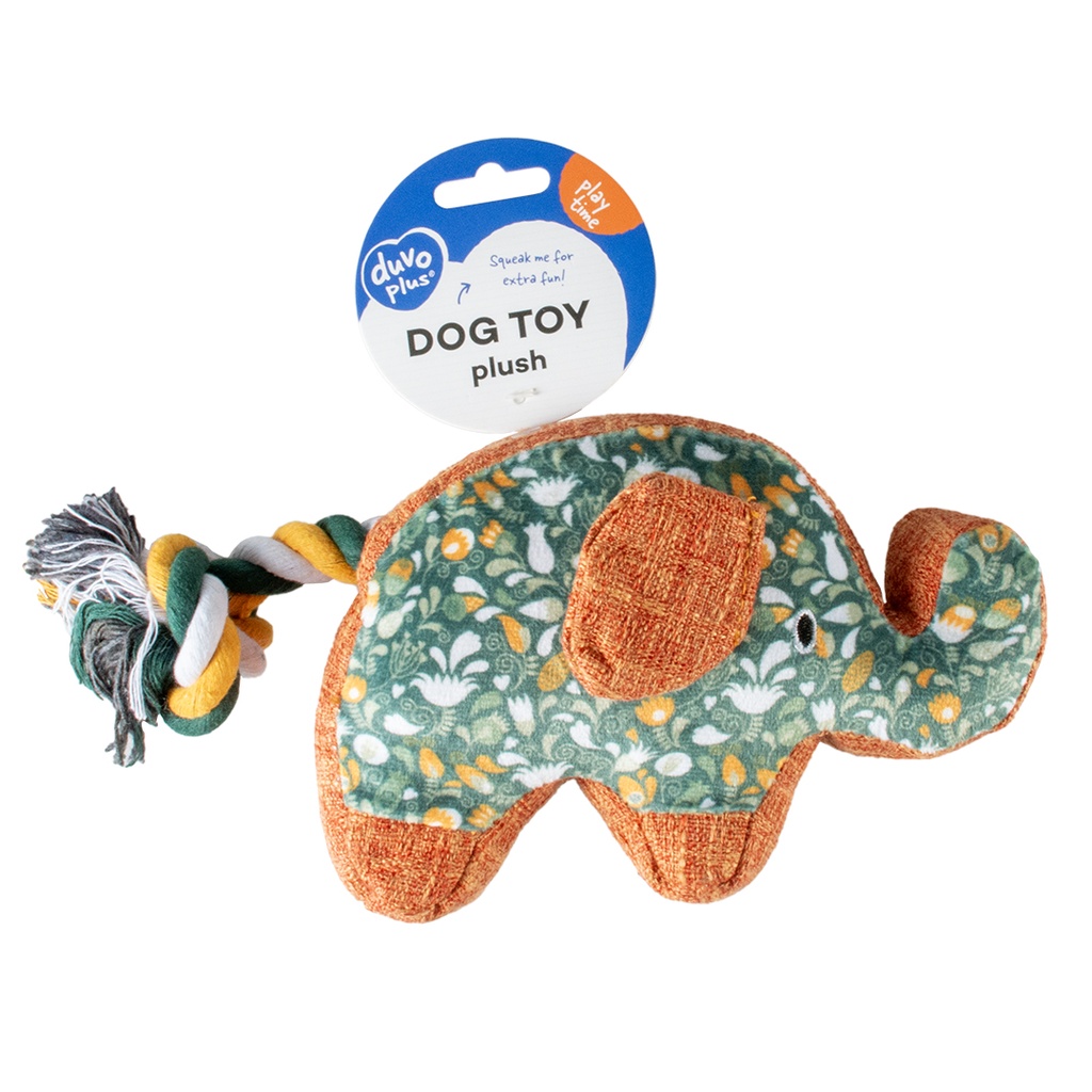 Duvo+ Plush Elephant Retro Green - Dog Toy  24x11x5cm