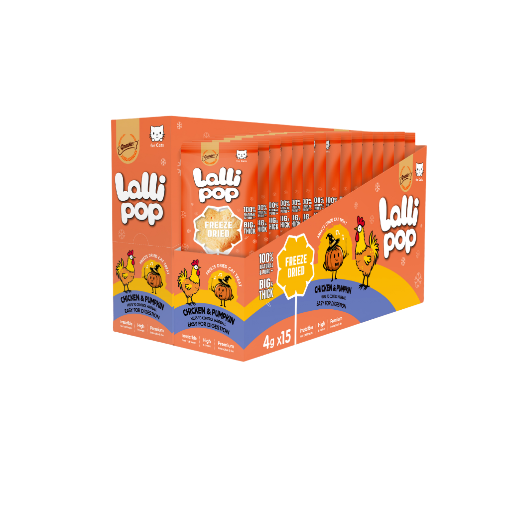 Gnawlers Freeze Dried Lollipop Cat Treat -Chicken & Pumpkin 4g x15pcs-Easy Digestion-[Display Box]