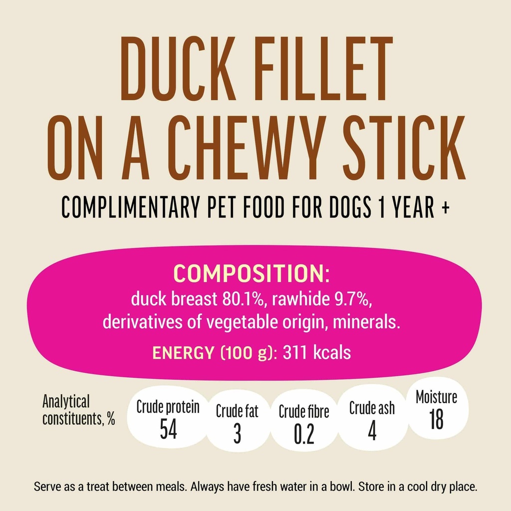 Dog Fest Duck Fillet On Chewy Stick For Adult Dogs - 500g