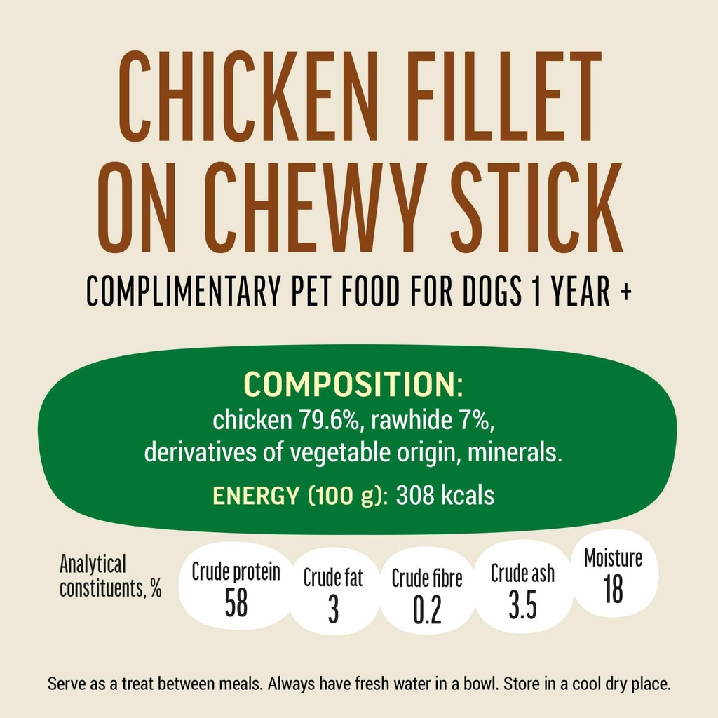 Dog Fest Chicken Fillet On Chewy Stick For Adult Dogs - 500g