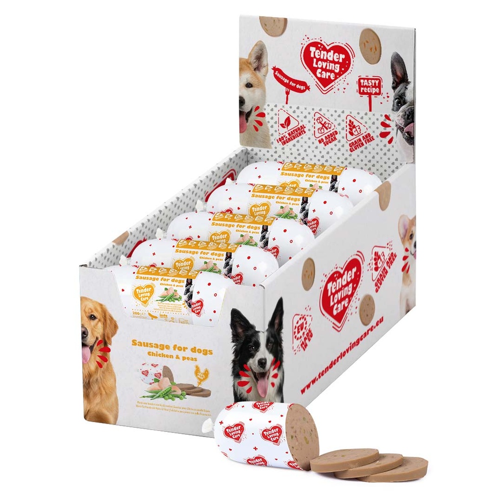 Duvo+ Sausage For Dogs - 200g [Chicken & Peas]
