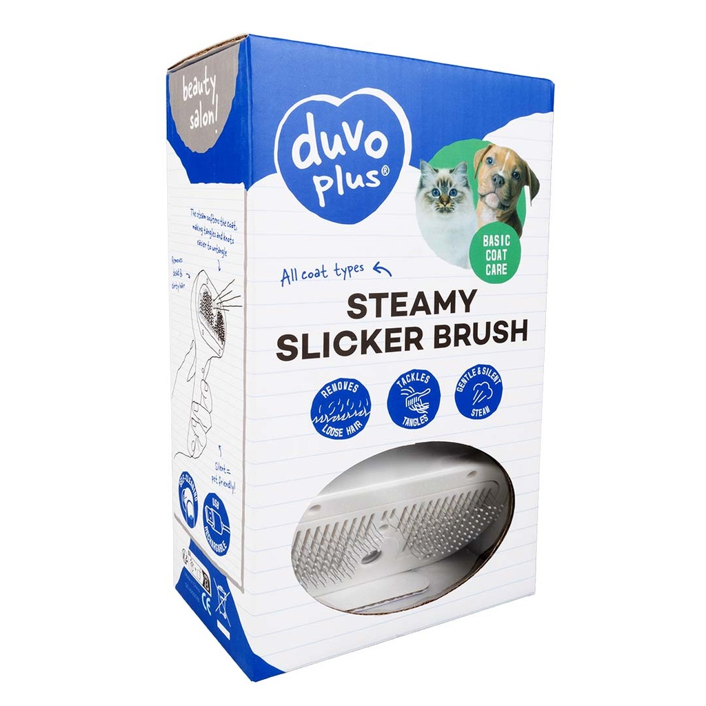 Duvo+ Steamy Rechargeable Slicker Brush - White [Size - XL-20x11x6.5cm]