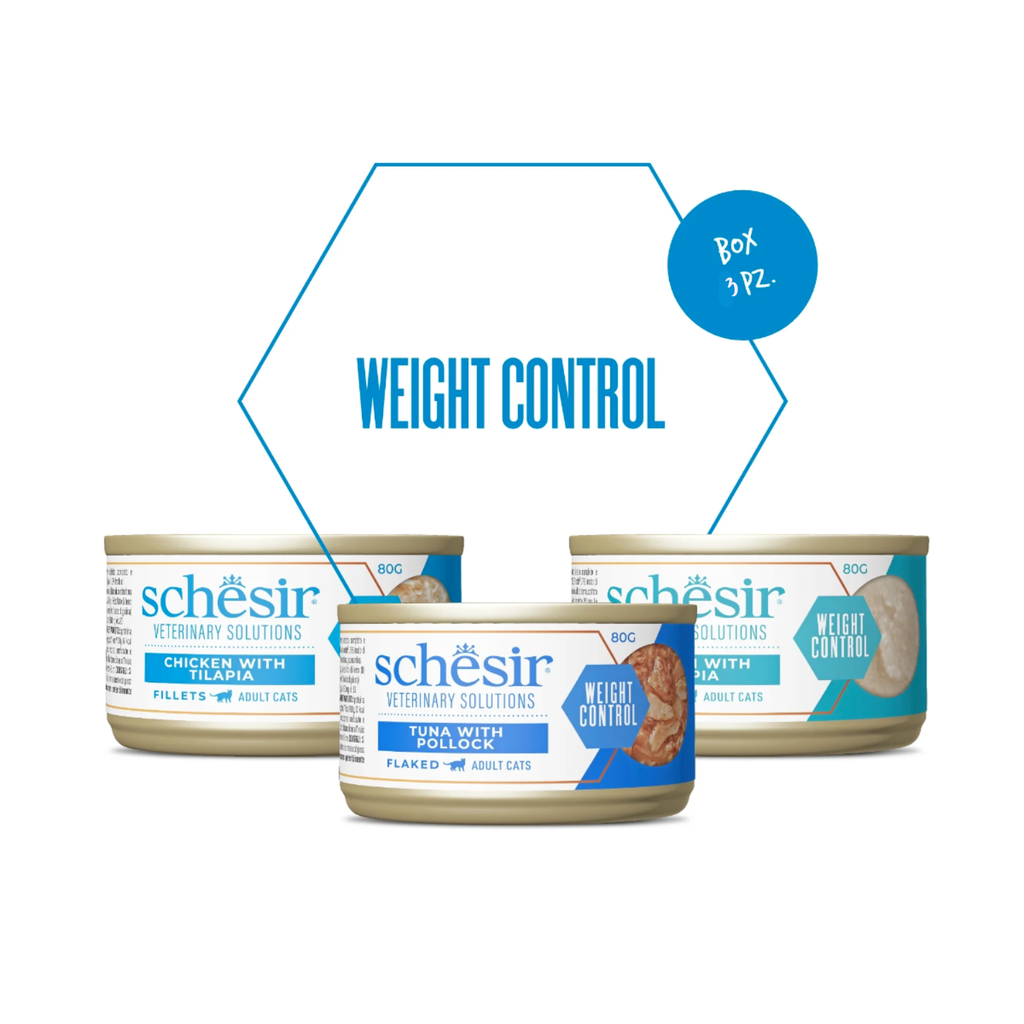 Schesir Veterinary Solutions-Weight Control-Can For Cat-Wholefood Variety Pack 3x80g