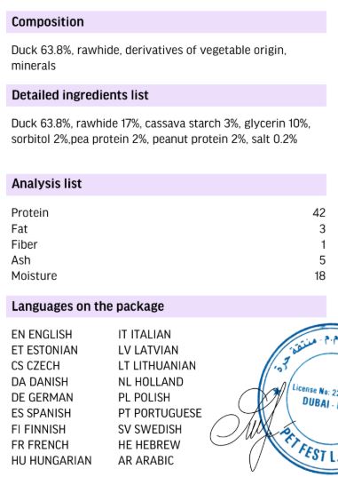 Dog Fest Dental Treats For Adult Dogs -Sandwich -Duck 90g