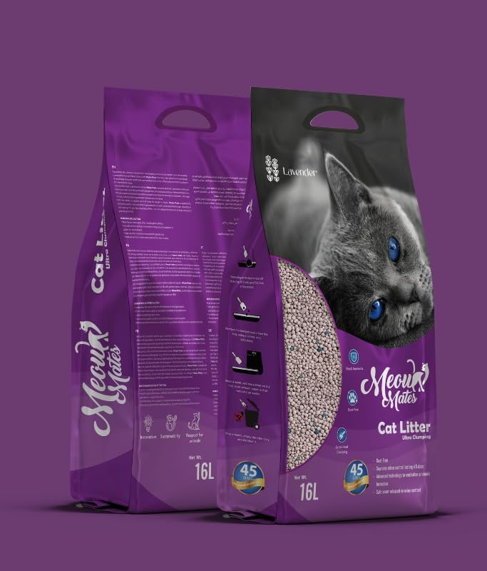 Meow Mates Bentonite Cat Litter - Lavender Scent 16L-10kg
