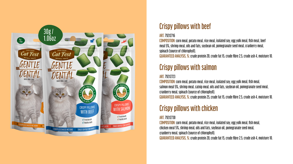 Cat Fest Dental Treats For Cats -Crispy Pillows -Chicken 30g