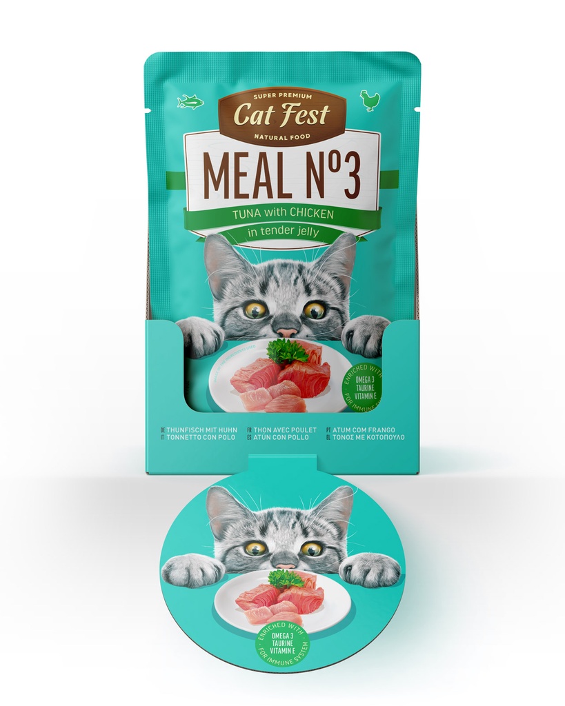 Cat Fest Meal No 3 Cat Food in Jelly-Tuna With Chicken 50g [Minimum Order:12pcs]