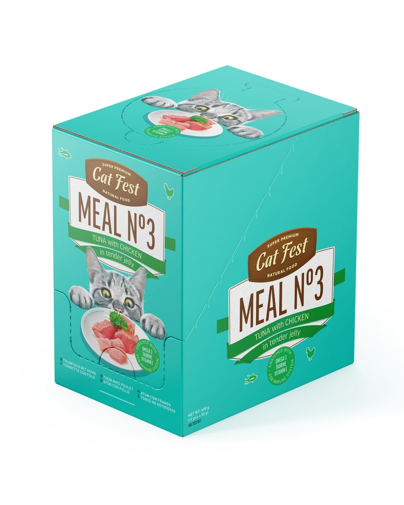 Cat Fest Meal No 3 Cat Food in Jelly-Tuna With Chicken 50g [Minimum Order:12pcs]