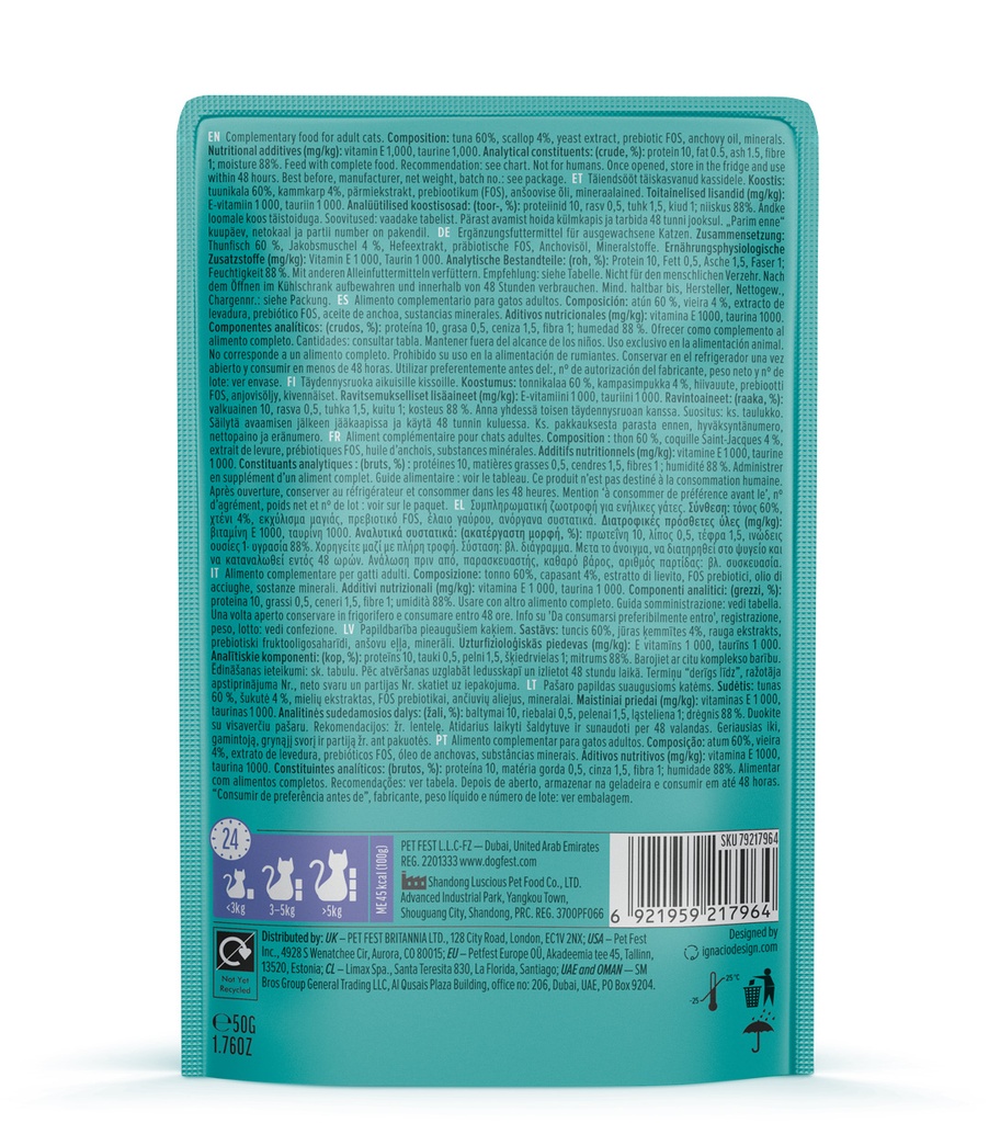 Cat Fest Meal No 4 Cat Food in Jelly-Tuna With Scallop 50g [Minimum Order:12pcs]