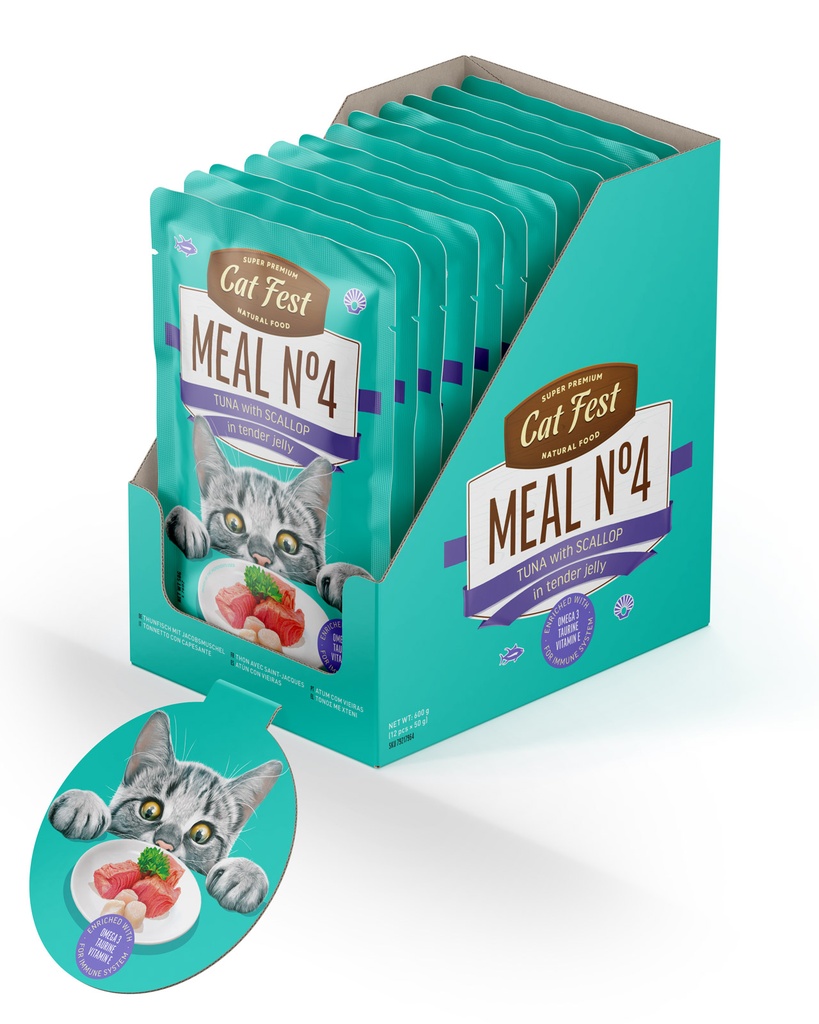 Cat Fest Meal No 4 Cat Food in Jelly-Tuna With Scallop 50g [Minimum Order:12pcs]