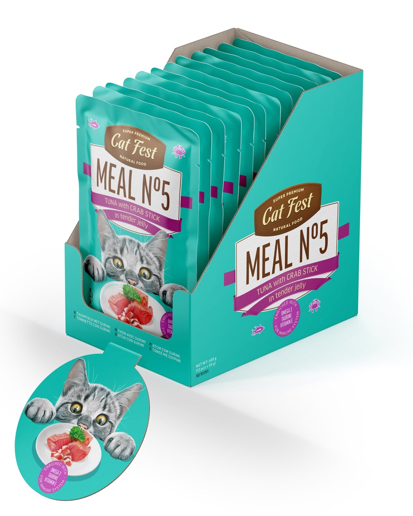 Cat Fest Meal No 5 Cat Food in Jelly-Tuna With Crab Stick 50g [Minimum Order:12pcs]