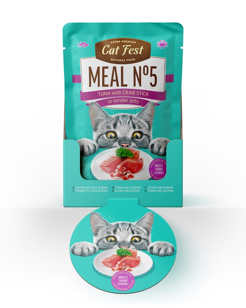 Cat Fest Meal No 5 Cat Food in Jelly-Tuna With Crab Stick 50g [Minimum Order:12pcs]