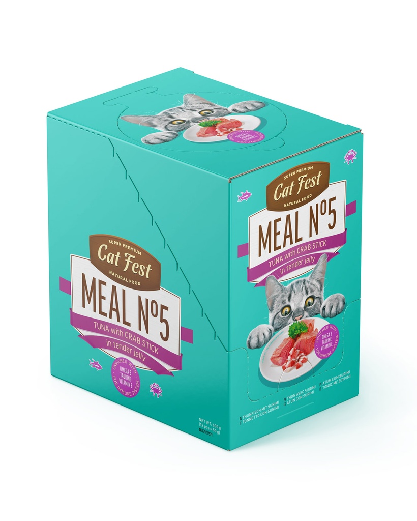 Cat Fest Meal No 5 Cat Food in Jelly-Tuna With Crab Stick 50g [Minimum Order:12pcs]