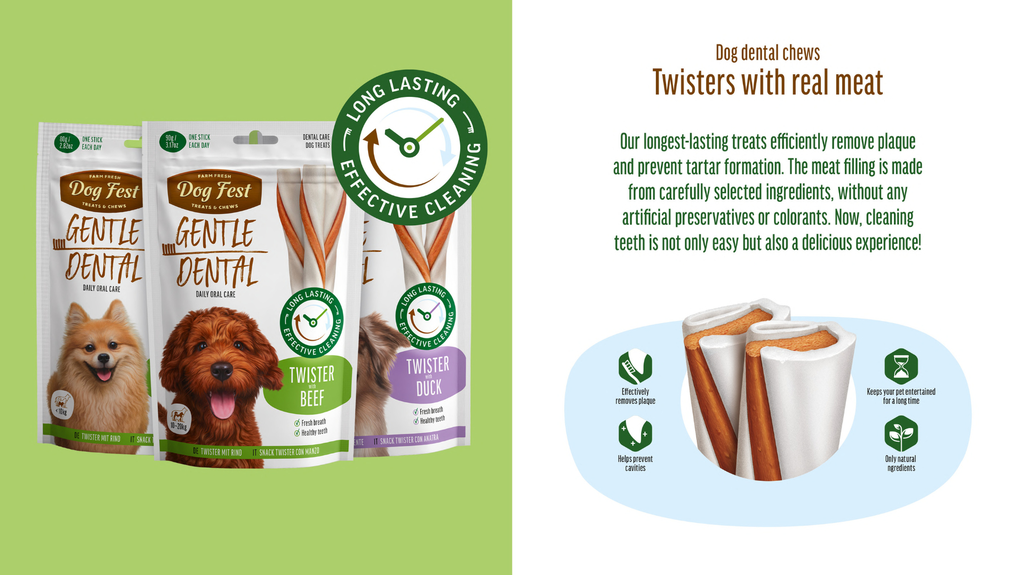 Dog Fest Dental Treats For Adult Dogs -Twister -Duck 100g (14cm)