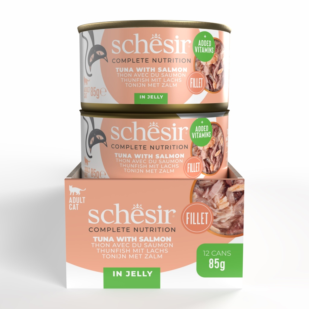 Schesir Complete & Balanced Nutrition Wet Cat Food in Jelly Can- Tuna With Salmon 85g [MOQ:12pcs]