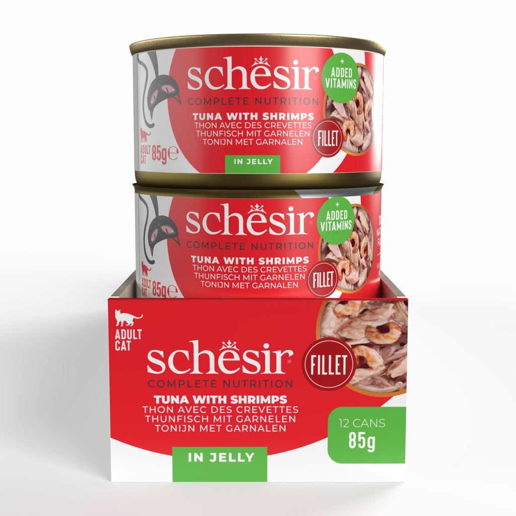 Schesir Complete & Balanced Nutrition Wet Cat Food in Jelly Can- Tuna With Shrimp 85g [MOQ:12pcs]