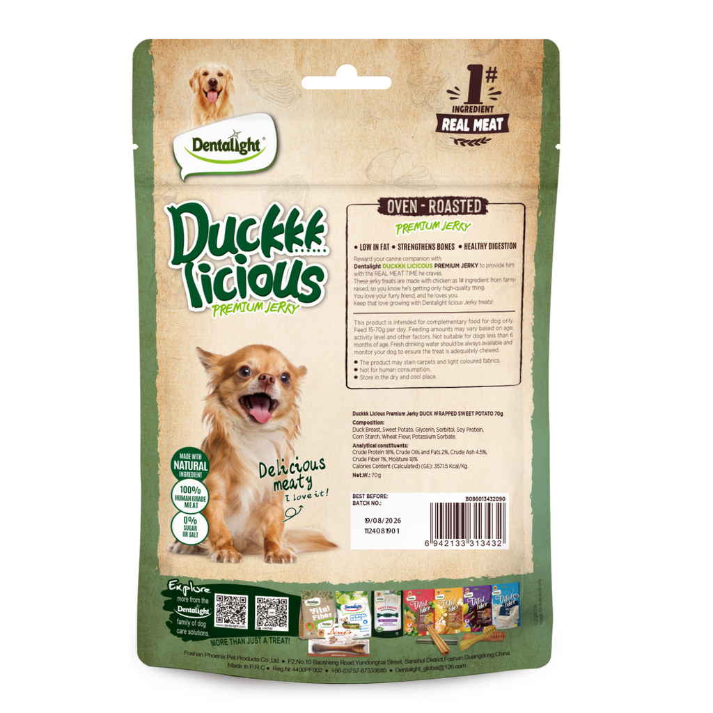 Dentalight Duckki Licious Jerky Treats For Dogs-Fillet of Duck 70g