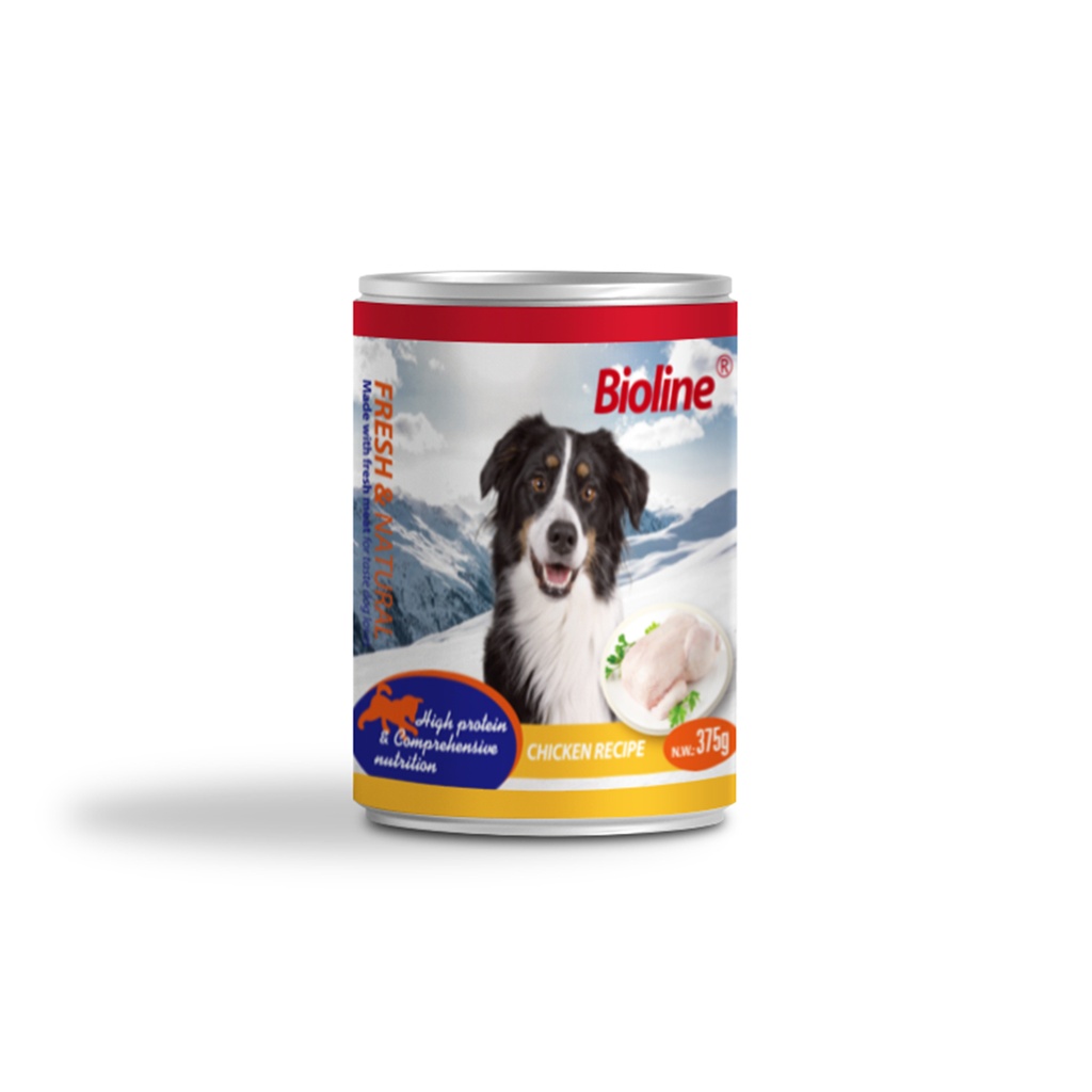 Bioline Canned Dog Food 375g -Min Order 24 pcs (24 Cans / Box)[Flavor - Chicken Meat]