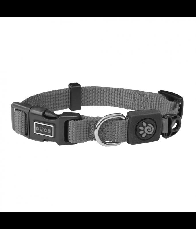 DOCO Signature Nylon Collar (DCSN002)[Color - Grey, Size - L]
