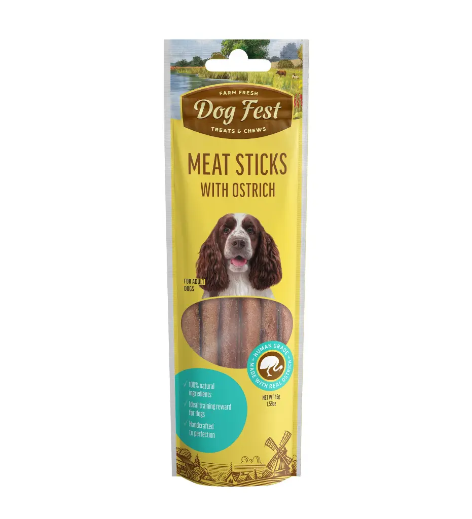 Dog Fest Meat Sticks With Ostrich For Adult Dogs[Weight - 45g]