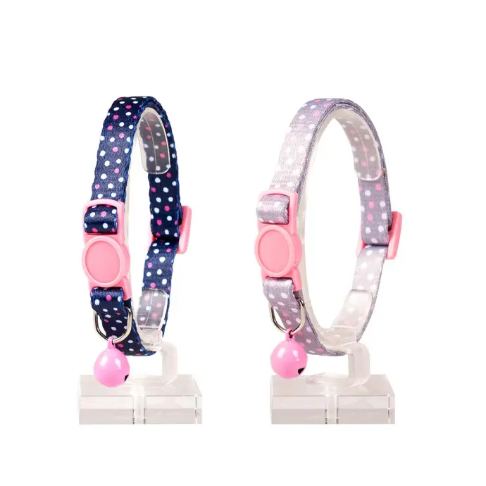 Duvo Cat Collar Nylon Mixed Colors 20 - 30cm / 10mm[Texture - Blue/beige Dots]