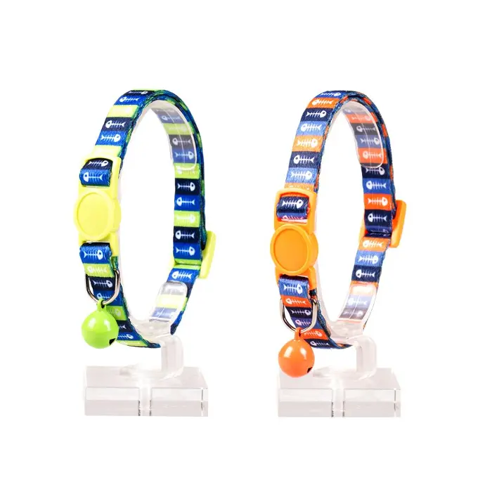 Duvo Cat Collar Nylon Mixed Colors 20 - 30cm / 10mm[Texture - Fish bones 1]