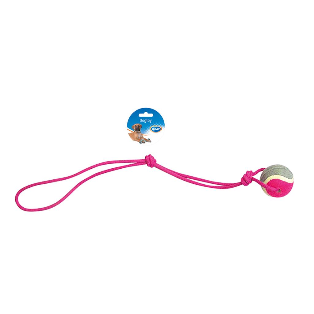 Duvo Knotted Cotton Pendulum & 1Knot & Tennis Ball Grey/Pink 60cm[Length - 60cm]