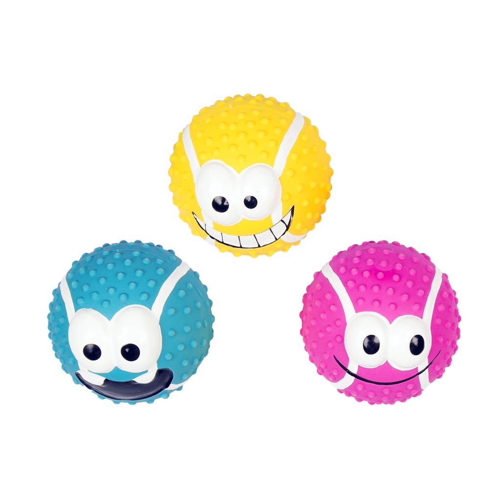 Duvo+ Latex Tennis Ball Smiley Mix 5cm Mixed Colors[Size - 5cm]