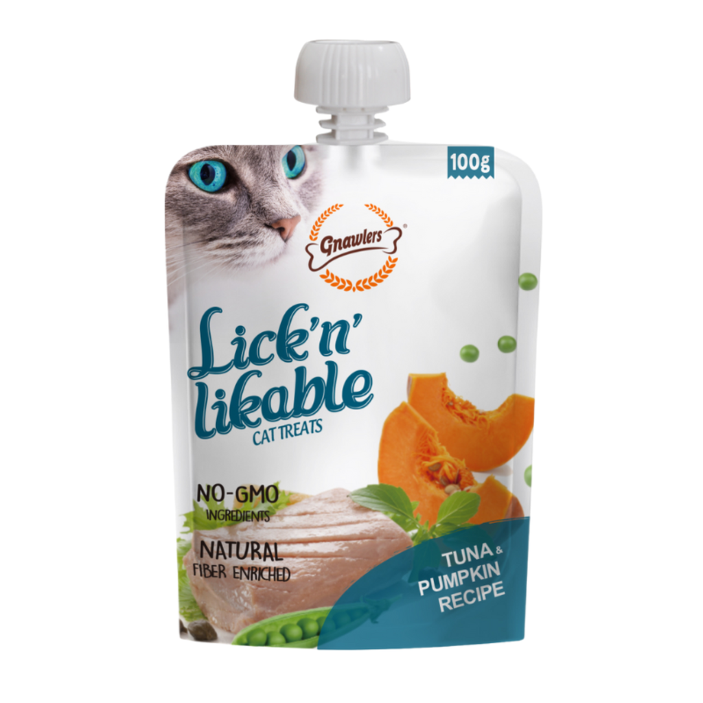 Gnawlers Lick 'n' Lickable Cat Treats 100g - Tuna & Pumpkin