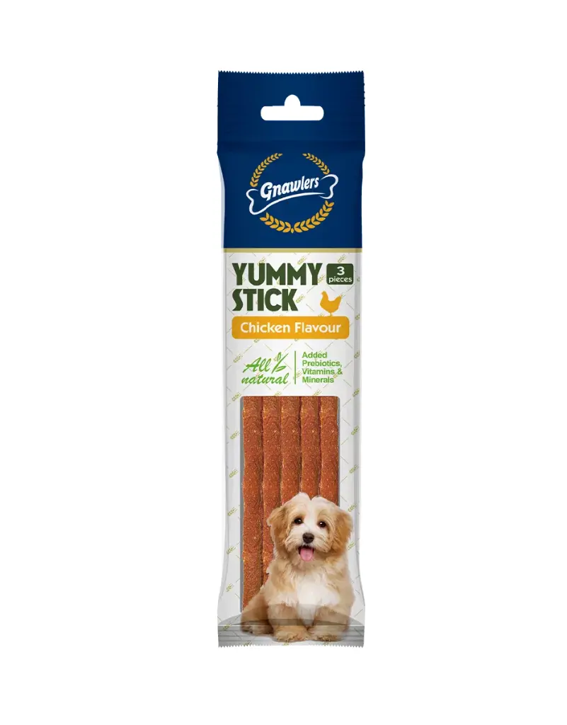 Gnawlers Yummy Meaty Stick For Dogs  Chicken Flavour ×3pcs (20g)