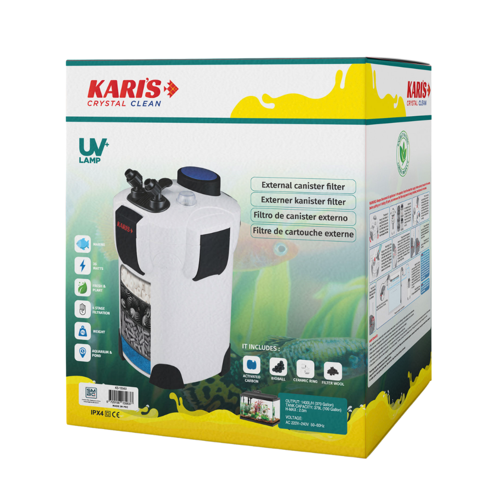 Karis Crystal Clean External Canister Filter  UV+ Lamp[Max Output - 1400L/H]