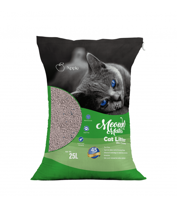 Meow Mates Bentonite Cat Litter - Apple Scent 25L-20kg