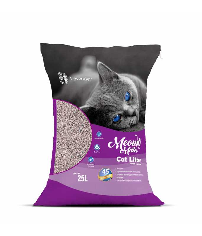 Meow Mates Bentonite Cat Litter - Lavender Scent 25L-20kg