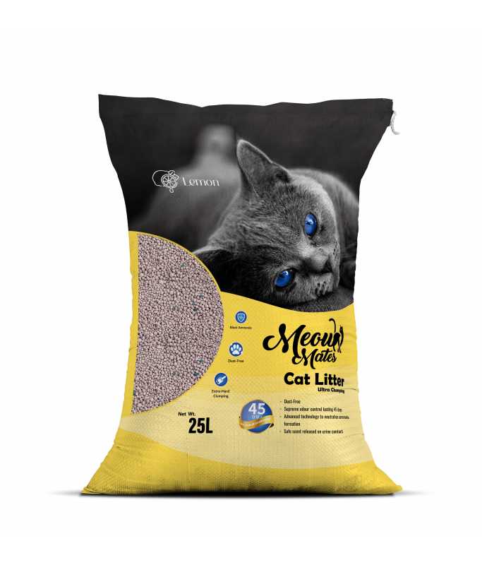 Meow Mates Bentonite Cat Litter - Lemon Scent 25L-20kg