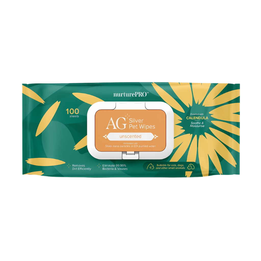 NurturePro AG+ Silver Pet Wet Wipes -Unscented (100 Sheets /Pack)