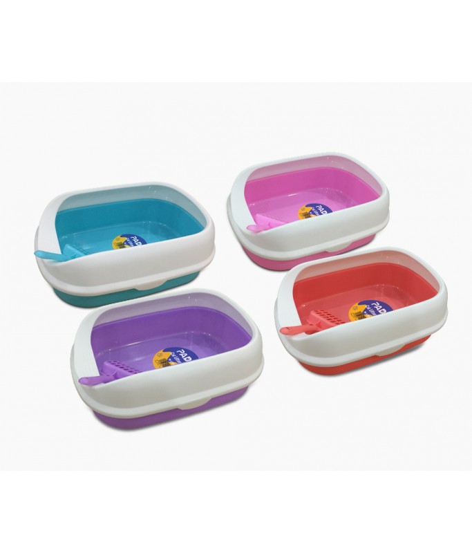 Pado Curved Cat  Litter Tray With Scoop-41x31x14 cm