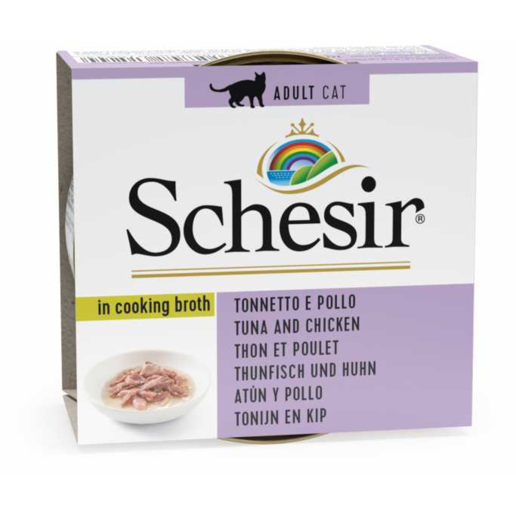 Schesir Cat Can Broth-Wet Food Tuna with Chicken-(Min Order 70g - 14pcs)[Weight - 70g]