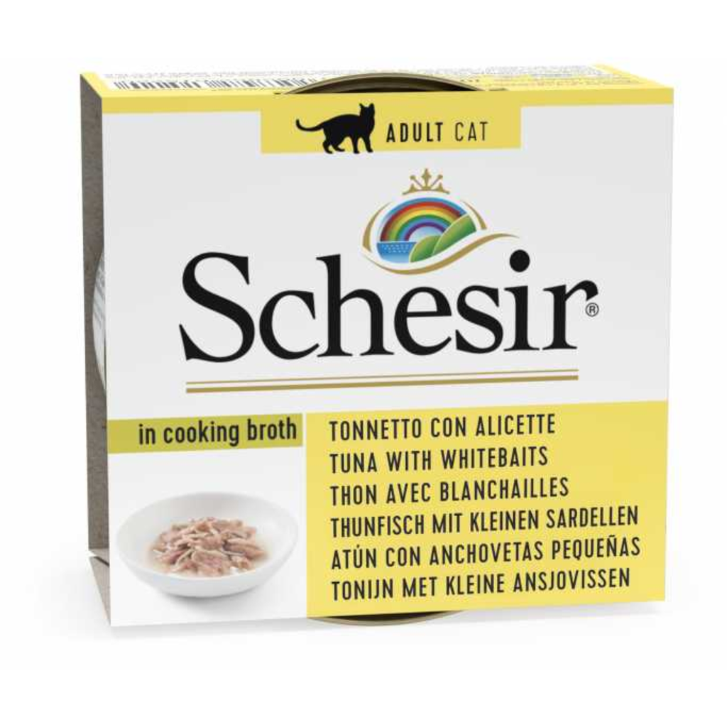Schesir Cat Can Broth-Wet Food Tuna with Whitebait-(Min Order 70g - 14pcs)[Weight - 70g]