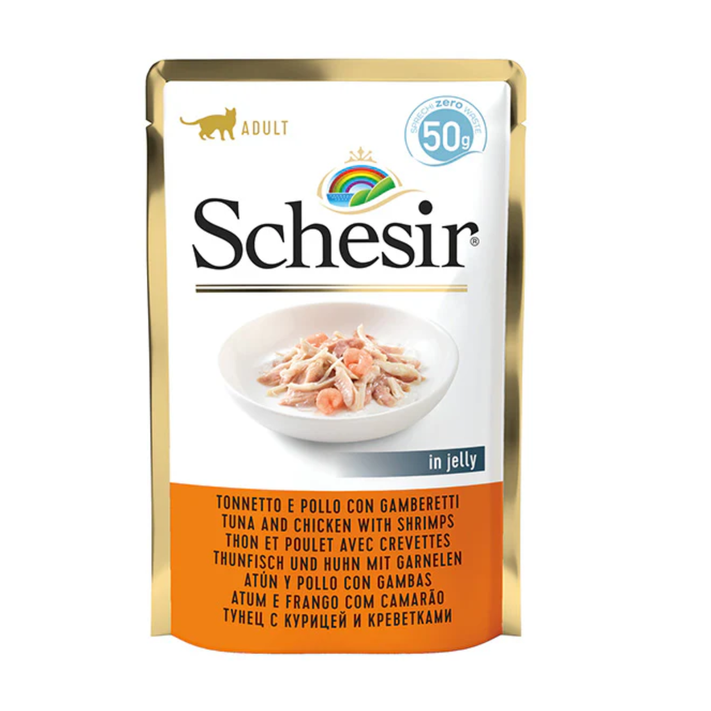 Schesir Cat Pouch-Wet Food Tuna with Chicken with Shripms- (Min Order 50g - 30pcs)[Weight - 50g]