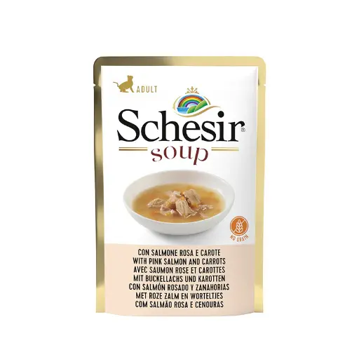 Schesir Cat Wet Soup-With Wild Pink Salmon and Carrots[Weight - 85g]