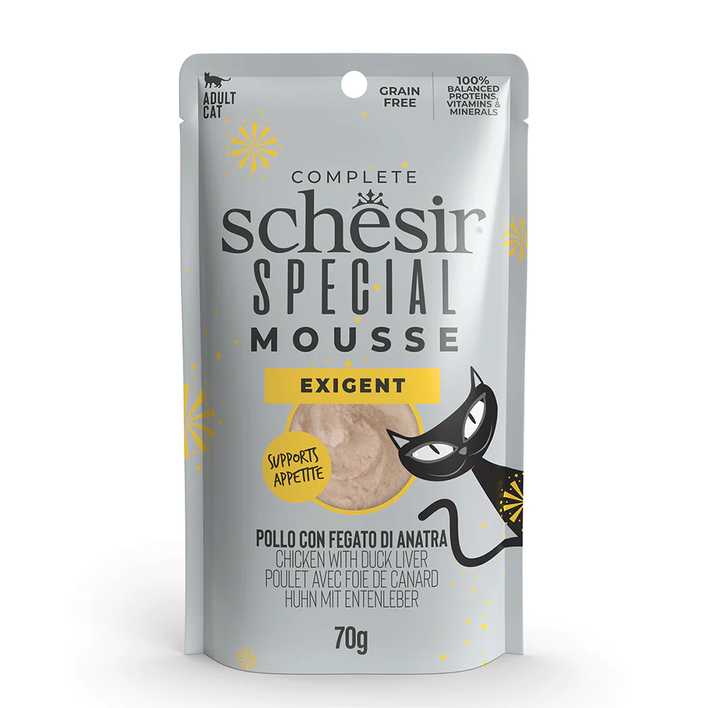 Schesir Special Mousse (Exigent) For Cat - Chicken With Duck Liver 70g (Min Order- 12 Pouch)