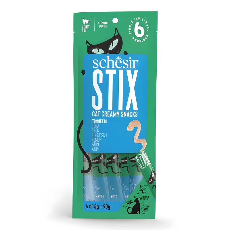 Schesir Stix Treat For Cat In Cream - Tuna 6x15g (Min Order- 12 Pack)