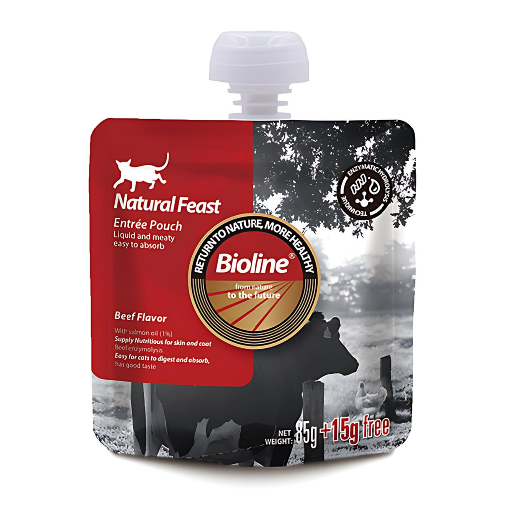  Bioline Natural Feast Entree Pouch Beef Flavor  85g+15g (Min Order : 6pcs)
